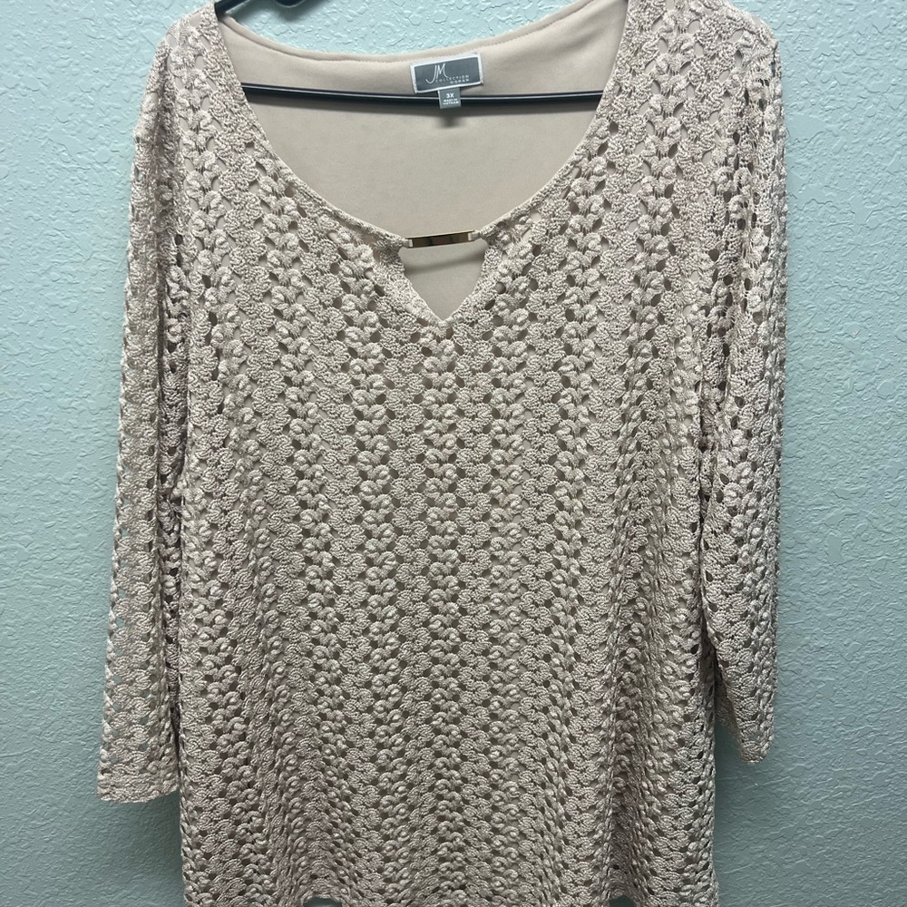 JM Collection Cream Textured Sweater